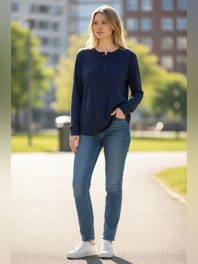 Dockers Navy Long Sleeve Tee